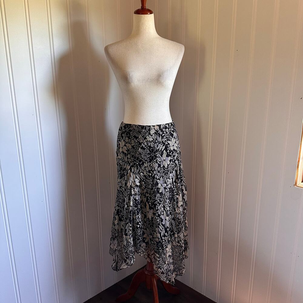 Vintage Y2K Silk Floral Midi Skirt 4